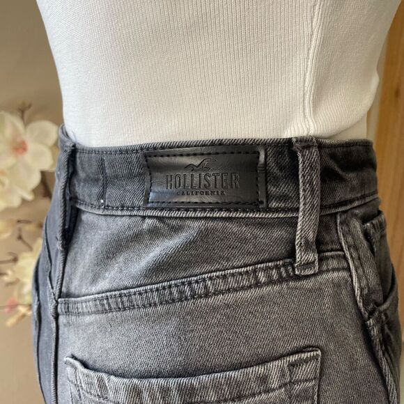 Hollister Women Jeans size 0R Curvy High Rise Stretch Black Mom Smokey - Picture 9 of 10